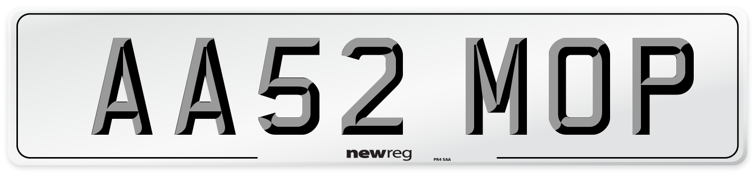 AA52 MOP Number Plate from New Reg